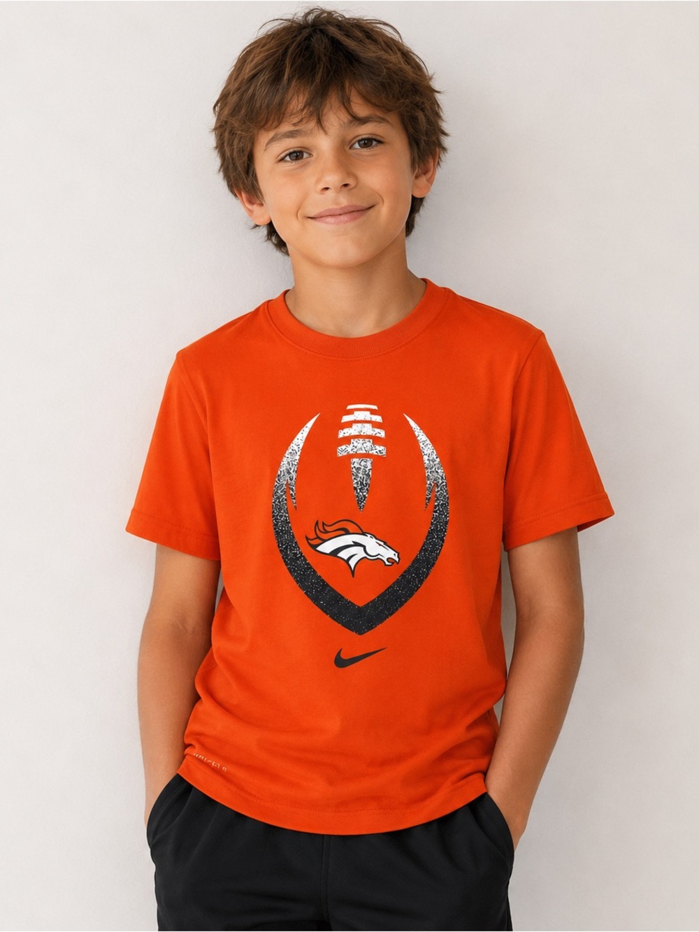 Nike Dri-FIT Denver Broncos NFL Youth T-Shirt Orange Size Medium Football Tee